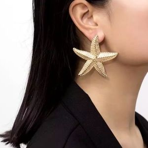 Gold Large Starfish Earrings